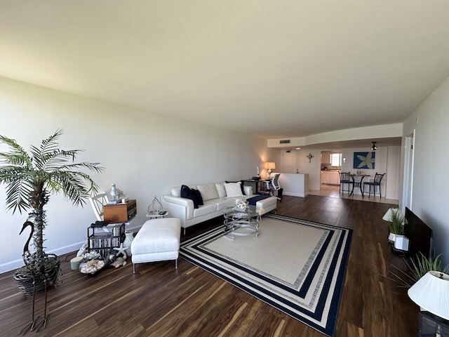 living room with wood-type flooring