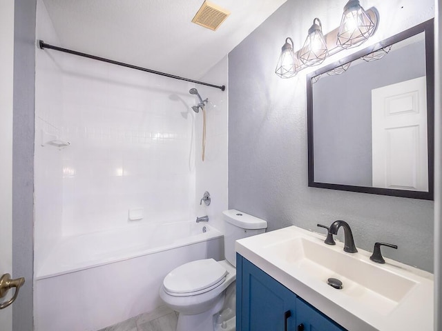 full bathroom featuring vanity, toilet, and shower / bath combination