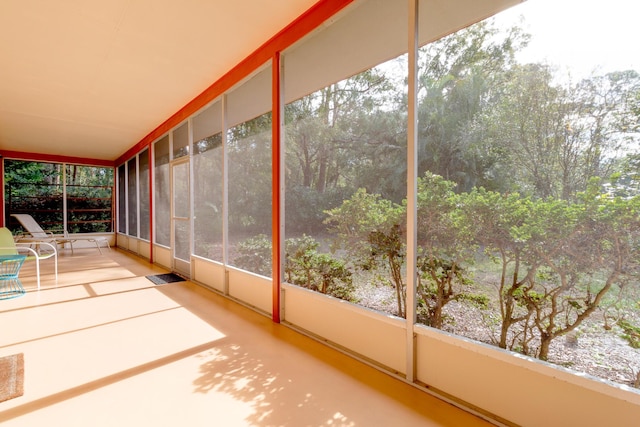 view of unfurnished sunroom