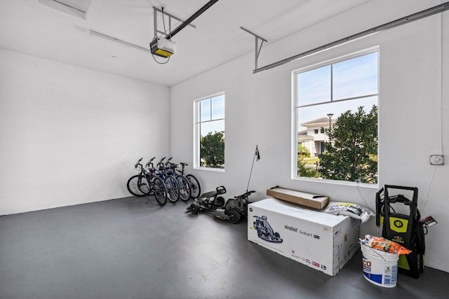 garage with a garage door opener