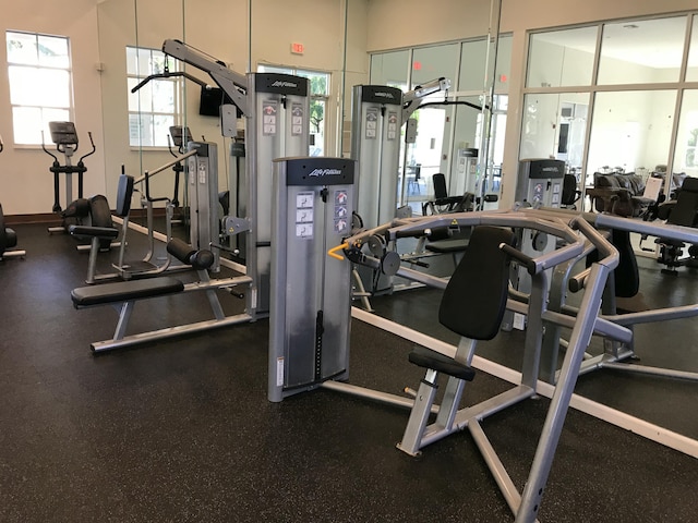 exercise room with a healthy amount of sunlight