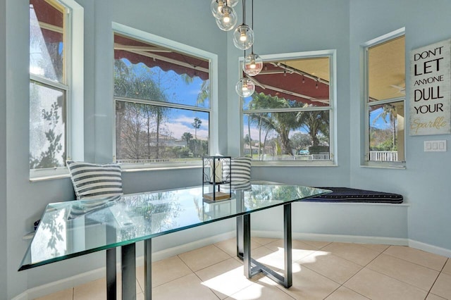 view of tiled dining space