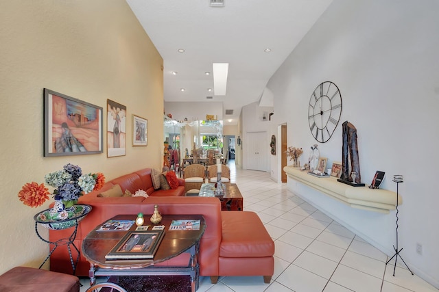 view of tiled living room