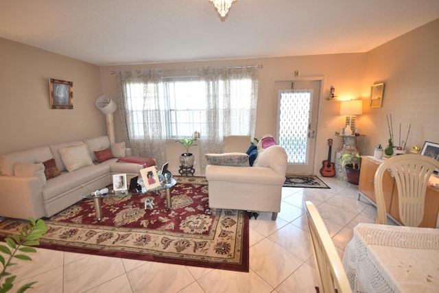 view of tiled living room