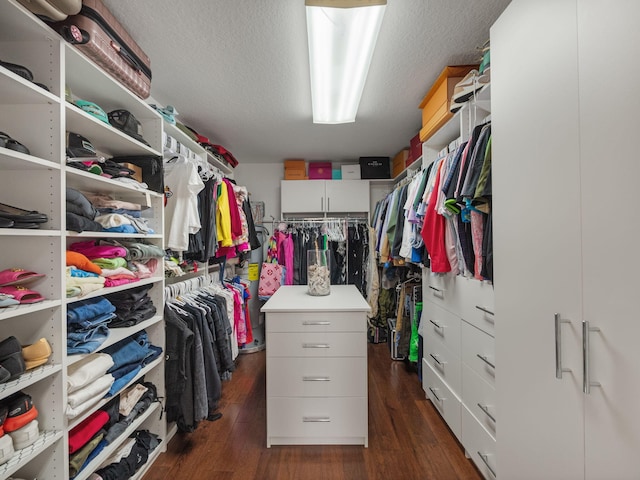 walk in closet featuring dark hardwood / wood-style flooring