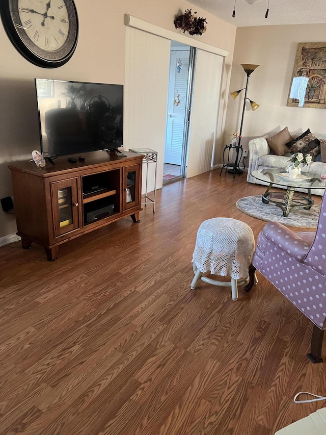 living room with hardwood / wood-style floors