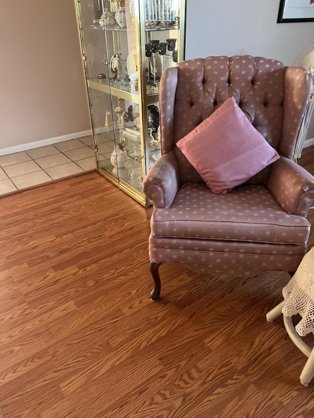 living area featuring hardwood / wood-style floors