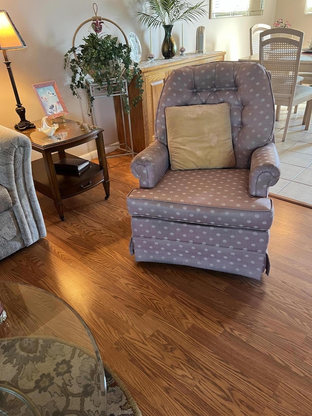 living area featuring hardwood / wood-style flooring