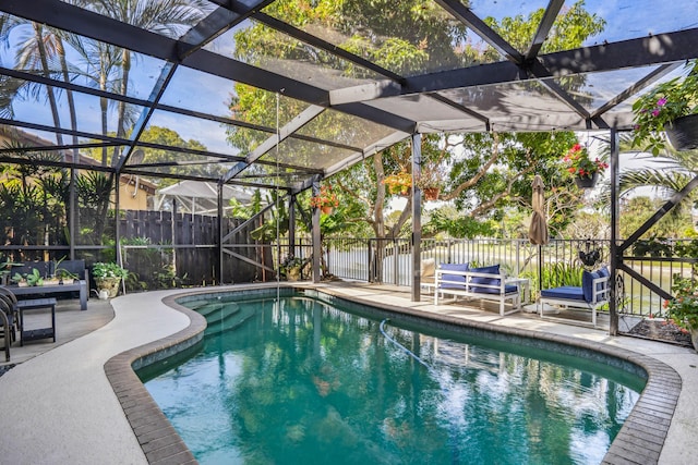 view of swimming pool with a patio