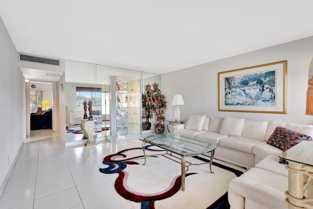 view of tiled living room