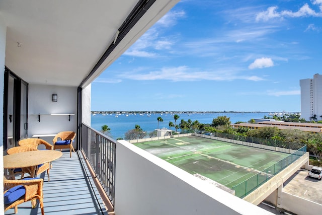 balcony with a water view