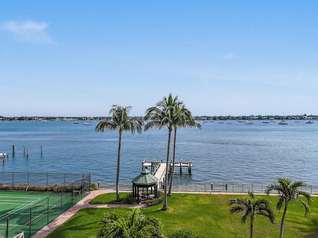 water view featuring a gazebo