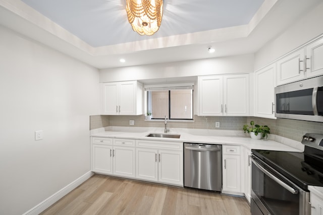 kitchen with white cabinetry, sink, and stainless steel appliances