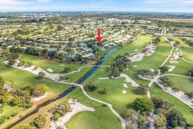 drone / aerial view featuring golf course view