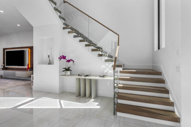 stairs with recessed lighting