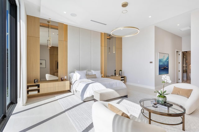 bedroom with recessed lighting and visible vents