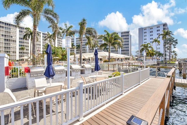 view of home's community with a patio area and a water view