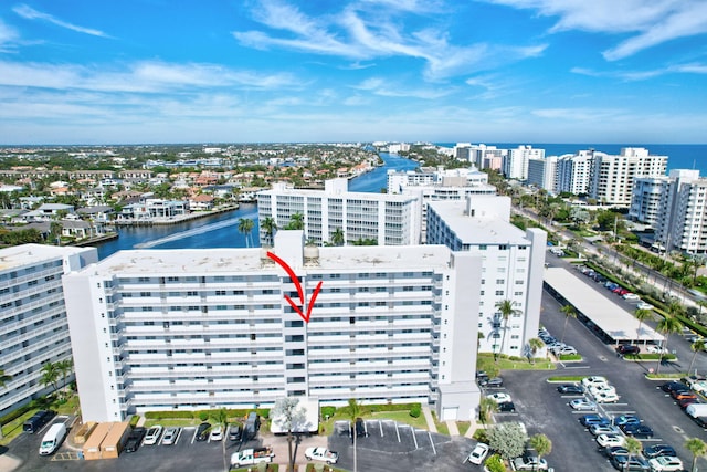 bird's eye view featuring a water view