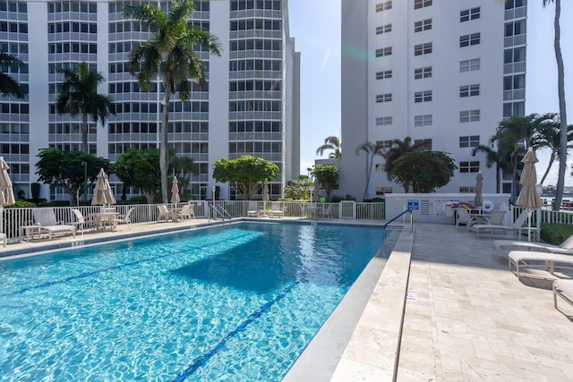 view of pool featuring a patio