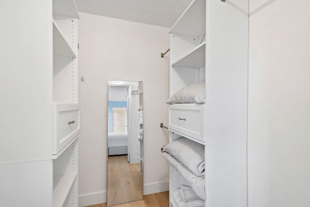 spacious closet featuring light hardwood / wood-style floors