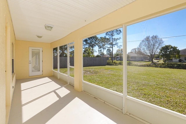 view of unfurnished sunroom