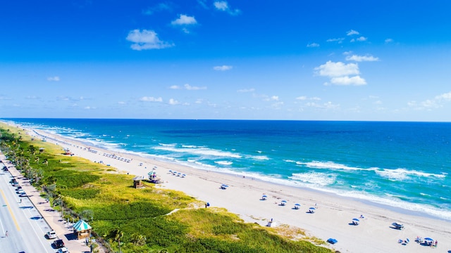 property view of water featuring a view of the beach