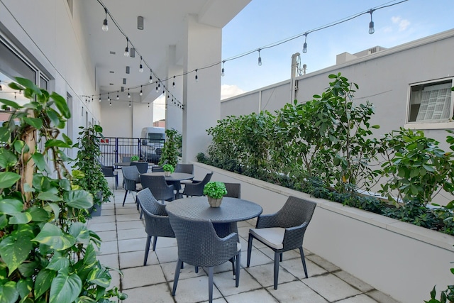 balcony with a patio area