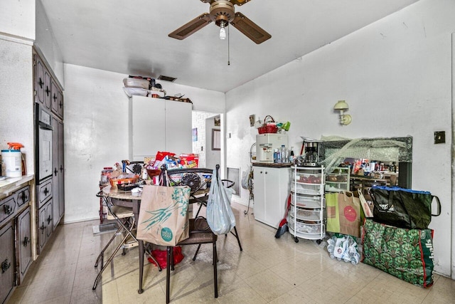 dining area with ceiling fan