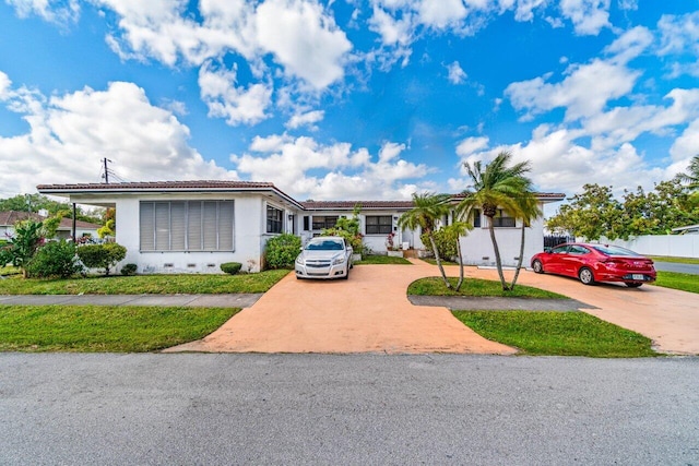 view of single story home