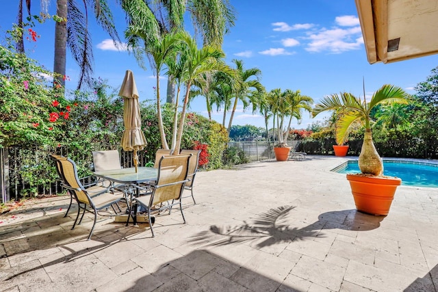 view of patio / terrace featuring a fenced in pool