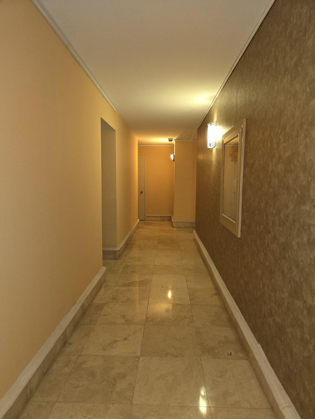 hallway with crown molding