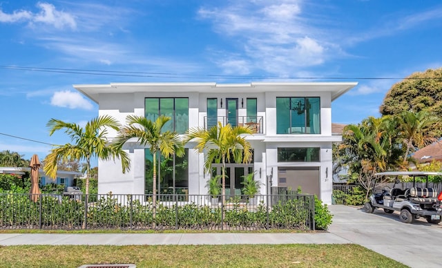 contemporary home featuring a garage