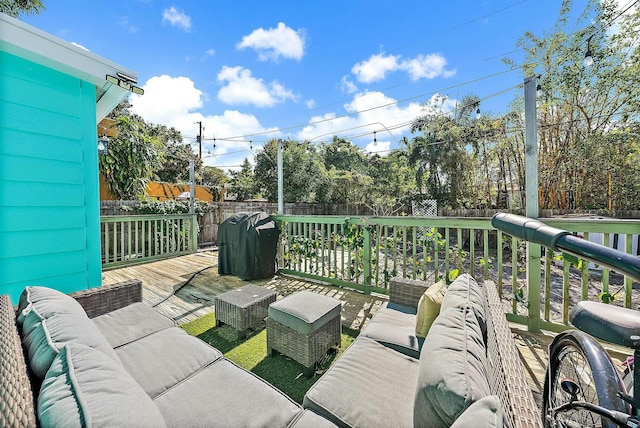 deck featuring an outdoor hangout area