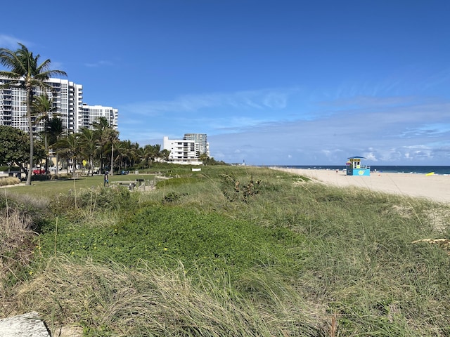 view of water feature featuring a beach view