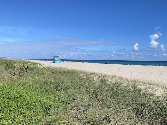 view of water feature featuring a beach view