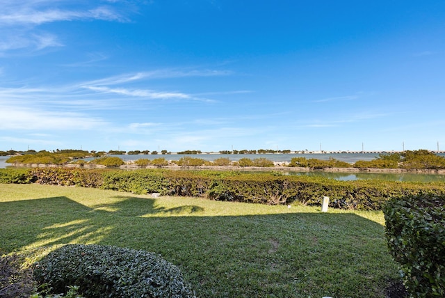 view of yard featuring a water view