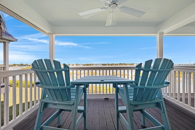 deck featuring a ceiling fan