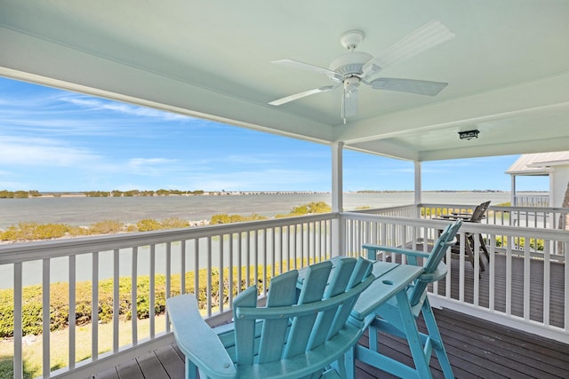 deck featuring a ceiling fan