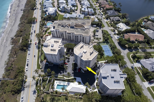 1660 S A1A Unit 222, Jupiter, FL 33477 - drone / aerial view of waterfront with a beach and a pool