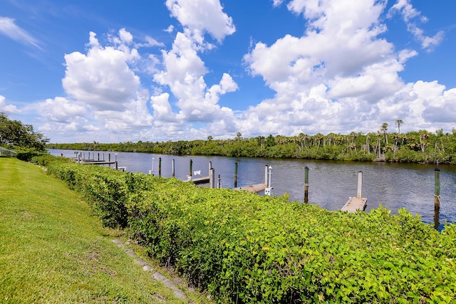 view of water feature featuring a boat dock