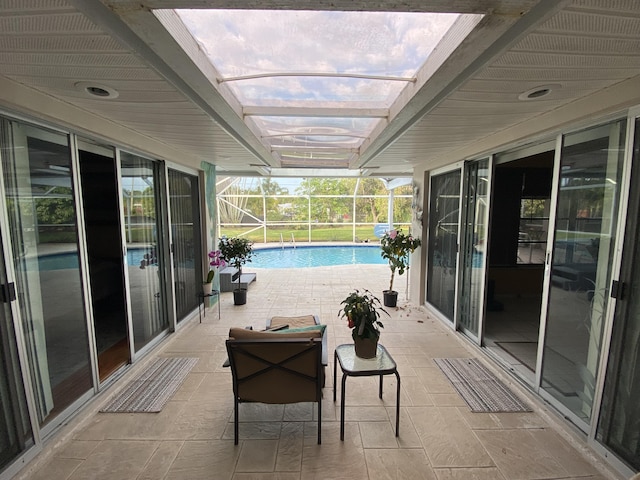 2086 SE Bisbee St, Port Saint Lucie, FL 34952 - outdoor pool with glass enclosure and a patio