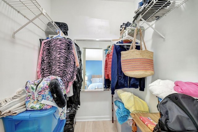 walk in closet featuring wood finished floors