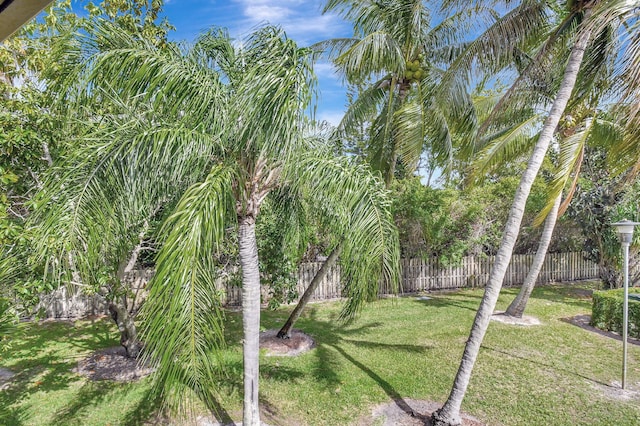 view of yard featuring a fenced backyard