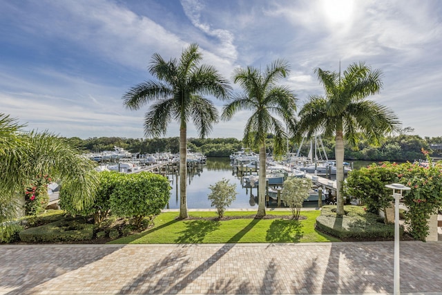 water view with a dock