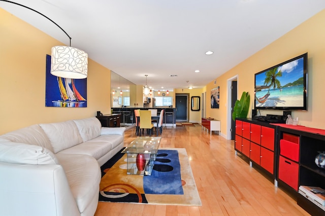 living room featuring light hardwood / wood-style floors