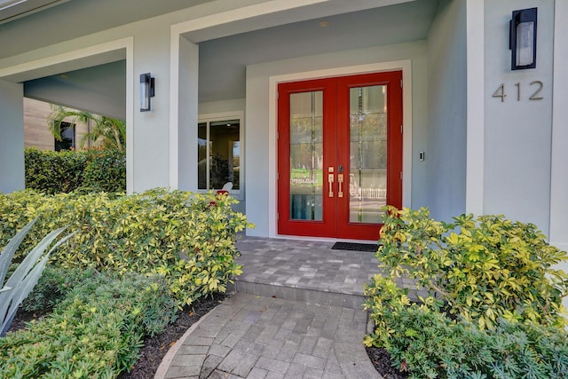 doorway to property with french doors