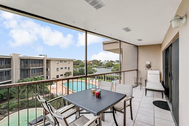 balcony with a water view