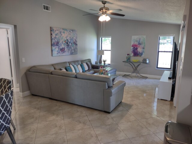 living room with light tile patterned floors