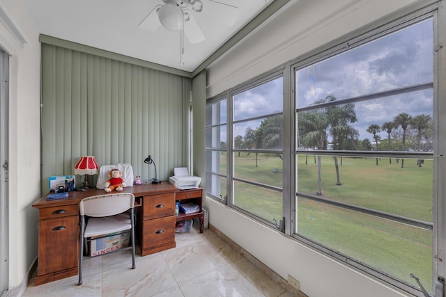 home office featuring ceiling fan