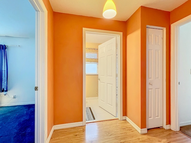 hall featuring light hardwood / wood-style flooring